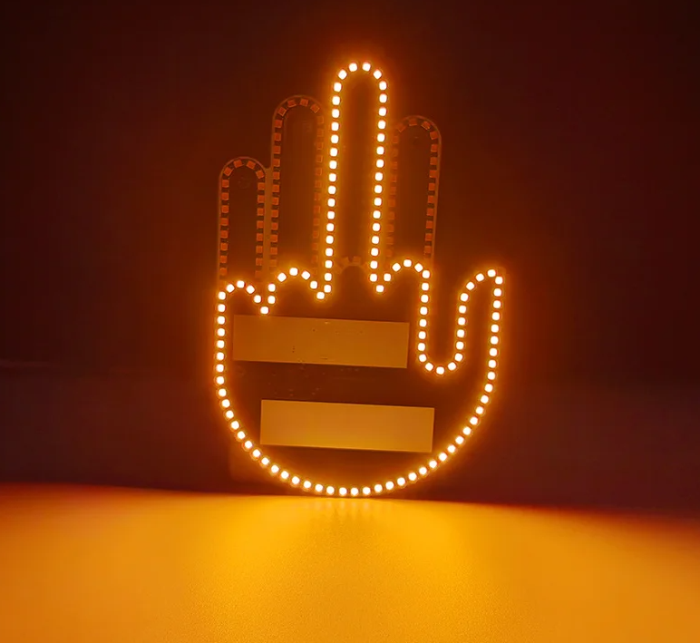 BackHand glowing middle finger gesture
