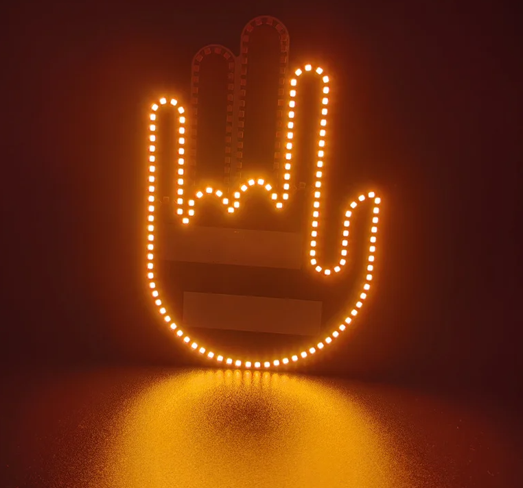 BackHand glowing rock-on gesture
